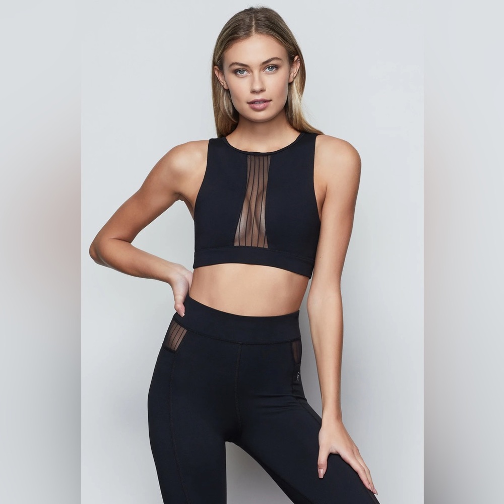 Brand New Good American Black Pintuck Mesh Bra